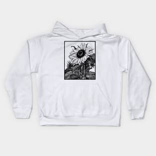 Sunflower Blooming Sketch Kids Hoodie